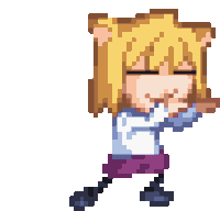 Pixel Neco-Arc dancing with a stick